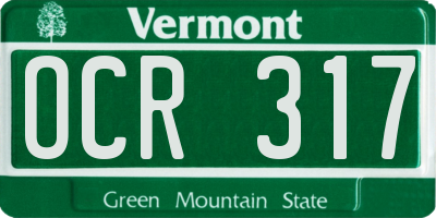 VT license plate OCR317