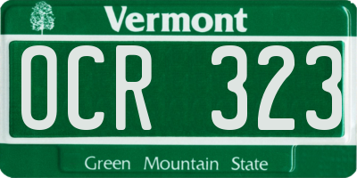 VT license plate OCR323