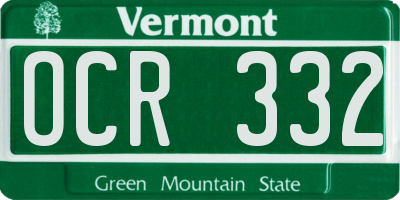 VT license plate OCR332