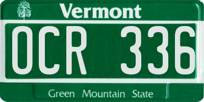 VT license plate OCR336