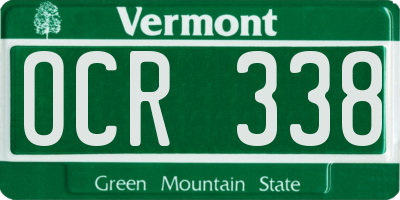 VT license plate OCR338