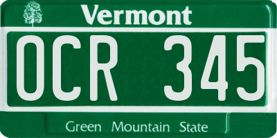 VT license plate OCR345