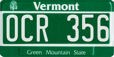 VT license plate OCR356
