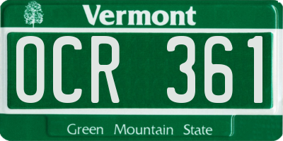 VT license plate OCR361