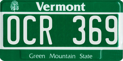 VT license plate OCR369