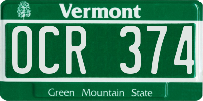 VT license plate OCR374