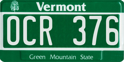VT license plate OCR376
