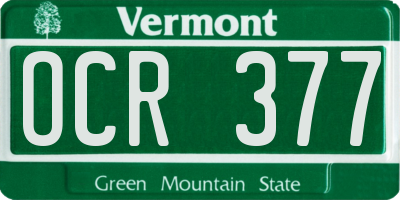 VT license plate OCR377