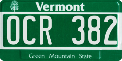 VT license plate OCR382