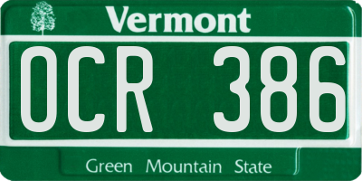 VT license plate OCR386