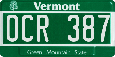 VT license plate OCR387