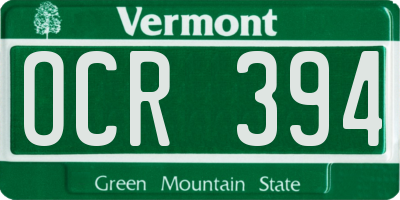 VT license plate OCR394