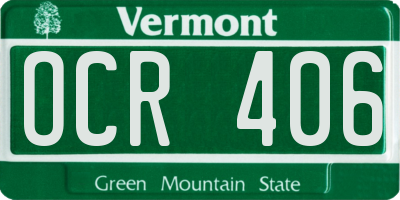 VT license plate OCR406