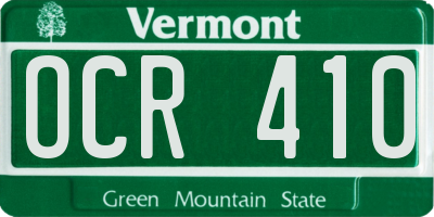 VT license plate OCR410