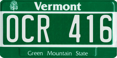 VT license plate OCR416