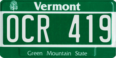 VT license plate OCR419