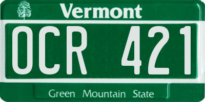 VT license plate OCR421