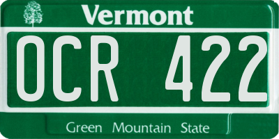 VT license plate OCR422