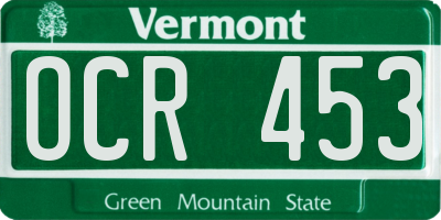 VT license plate OCR453