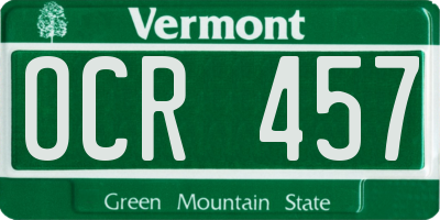 VT license plate OCR457