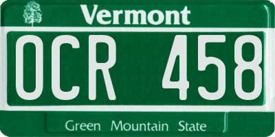 VT license plate OCR458