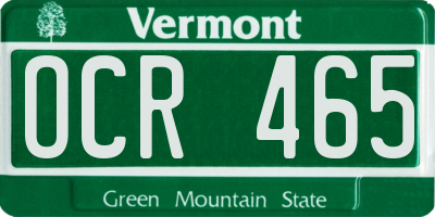VT license plate OCR465