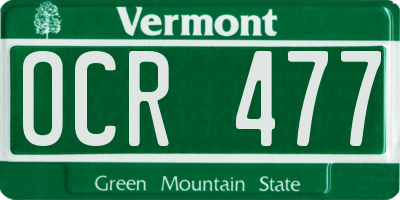 VT license plate OCR477