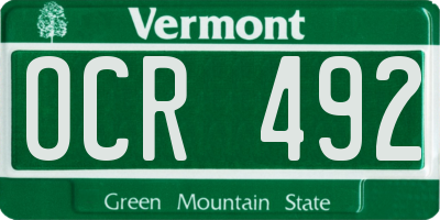 VT license plate OCR492