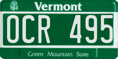 VT license plate OCR495