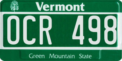 VT license plate OCR498