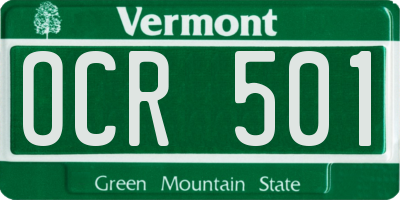 VT license plate OCR501