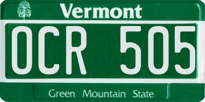 VT license plate OCR505