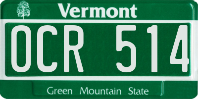 VT license plate OCR514