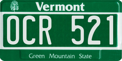 VT license plate OCR521