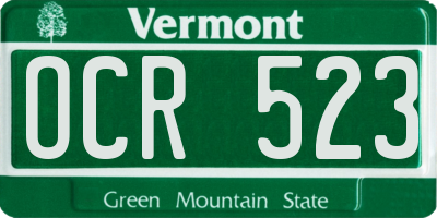 VT license plate OCR523
