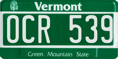 VT license plate OCR539