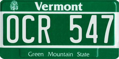 VT license plate OCR547