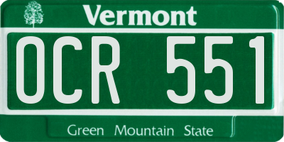 VT license plate OCR551