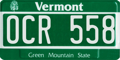VT license plate OCR558
