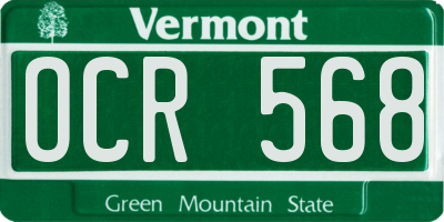 VT license plate OCR568
