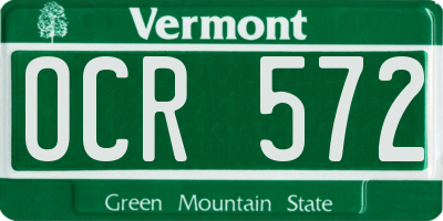 VT license plate OCR572