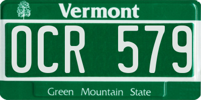 VT license plate OCR579