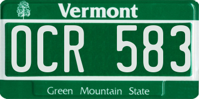 VT license plate OCR583