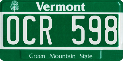 VT license plate OCR598