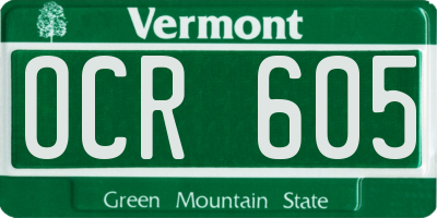 VT license plate OCR605