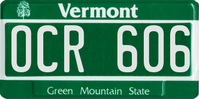 VT license plate OCR606