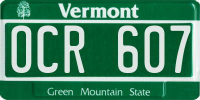 VT license plate OCR607