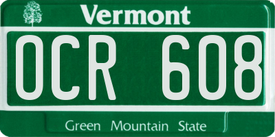 VT license plate OCR608