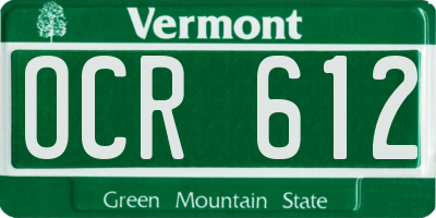 VT license plate OCR612