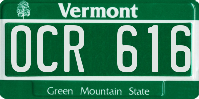 VT license plate OCR616